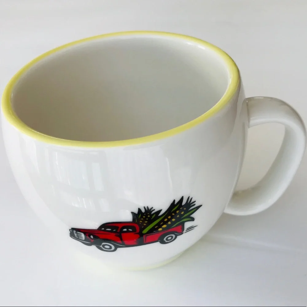 VINTAGE TRUCK Dale & Thomas Mugs Corn Popcorn Cream Cups Set Truck Country Farm